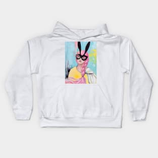 Woman in Mask. Pink and Black Kids Hoodie